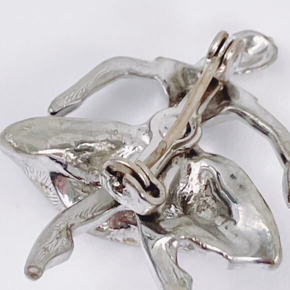 VTG 1950s Pin Ballerina Rhinestone Black Enamel Mid Century Brooch Silver Tone - Picture 11 of 11